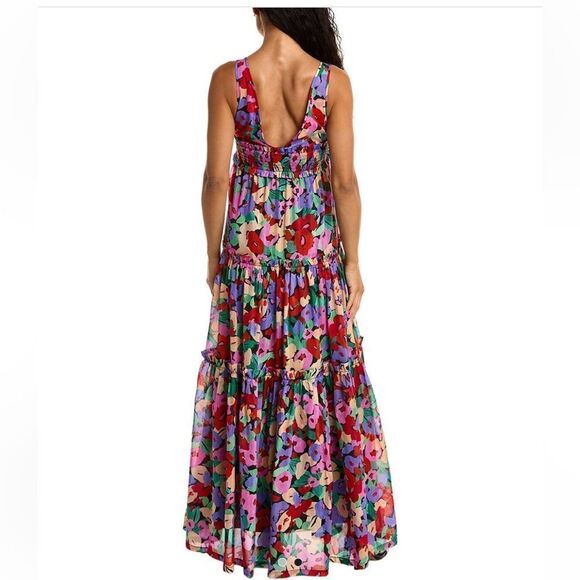 Nicholas Myla Floral Silk-Blend Tiered Maxi Dress | Size 4 - Picture 2 of 10